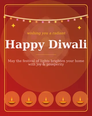 Happy Diwali — editable red holiday template, instagram portrait
