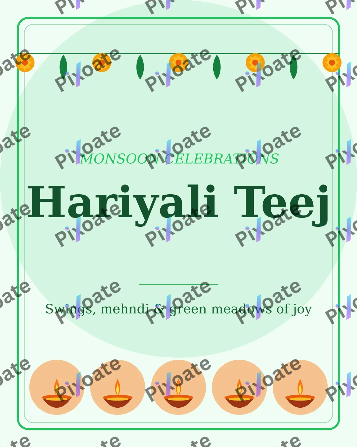 Hariyali Teej — editable white holiday template, instagram portrait