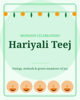Hariyali Teej — editable white holiday template, instagram portrait