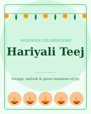 Hariyali Teej — editable white holiday template, instagram portrait