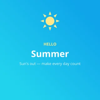 Hello Summer — editable blue holiday template, instagram post
