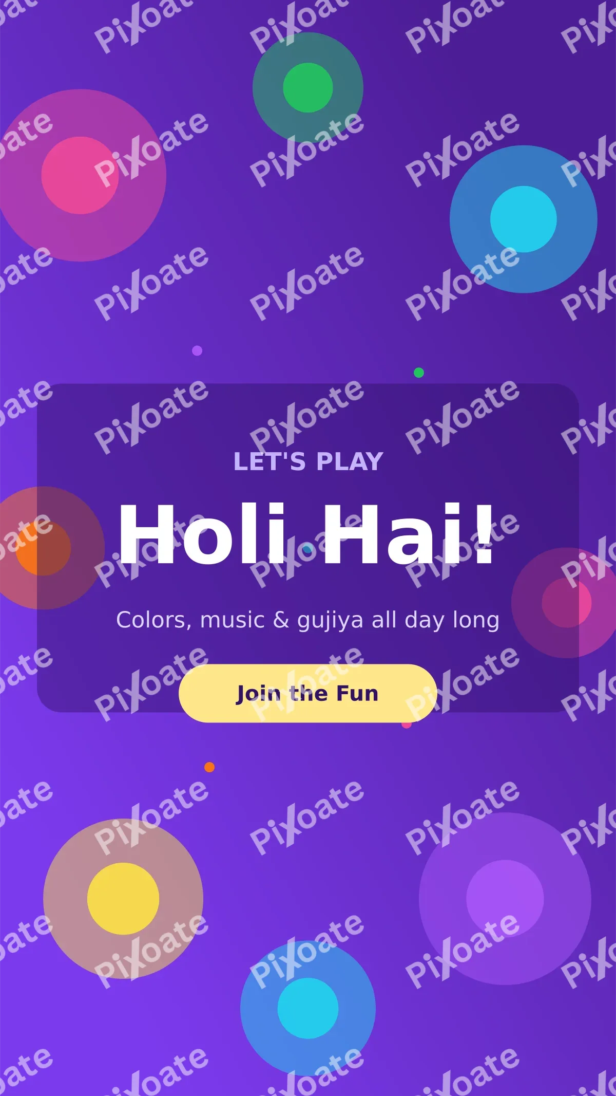 Holi Bash Story — editable purple holiday template, story / reel