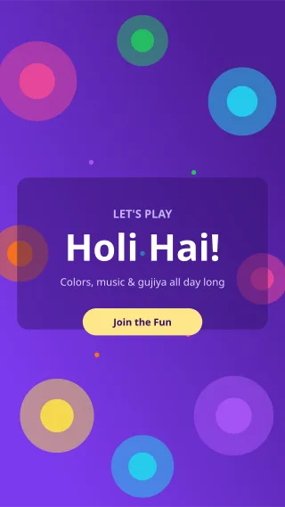 Holi Bash Story — editable purple holiday template, story / reel