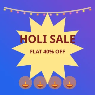 Holi Color Sale — editable purple holiday template, instagram post