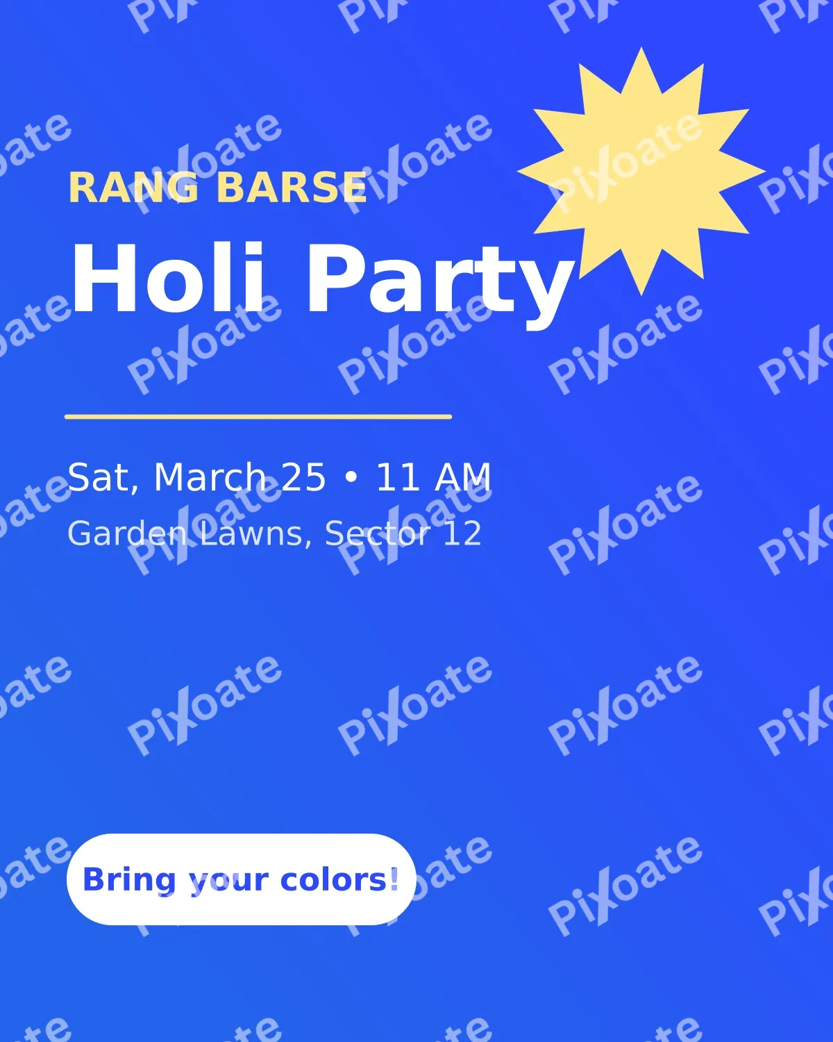 Holi Party Flyer Holi Party Flyer — editable blue holiday template, instagram portrait