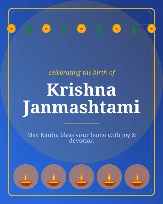 Janmashtami — editable blue holiday template, instagram portrait