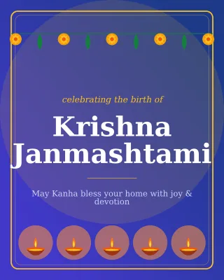 Janmashtami — editable blue holiday template, instagram portrait