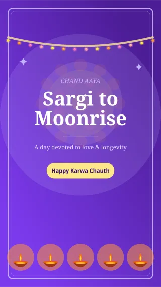 Karwa Chauth Story — editable purple holiday template, story / reel