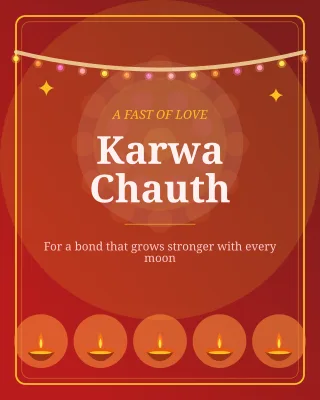 Karwa Chauth — editable red holiday template, instagram portrait