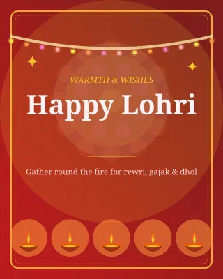 Lohri Bonfire — editable red holiday template, instagram portrait