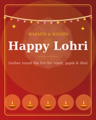 Lohri Bonfire — editable red holiday template, instagram portrait
