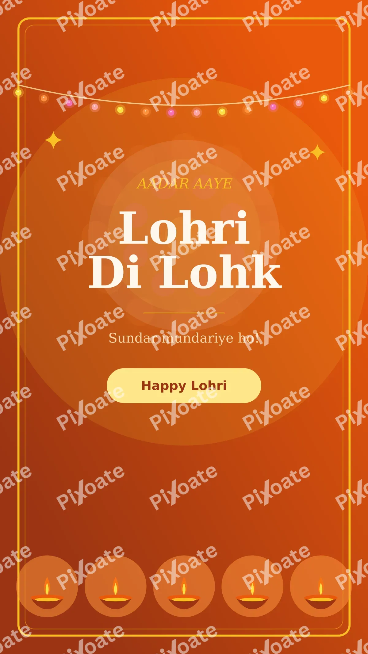 Lohri Night Story — editable brown holiday template, story / reel