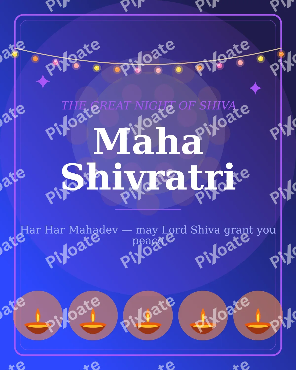Maha Shivratri — editable blue holiday template, instagram portrait