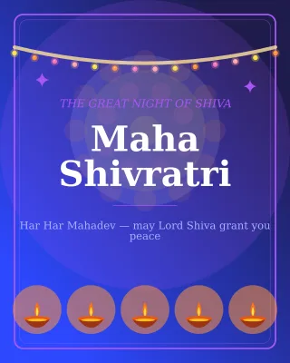 Maha Shivratri — editable blue holiday template, instagram portrait
