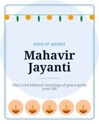 Mahavir Jayanti — editable white holiday template, instagram portrait