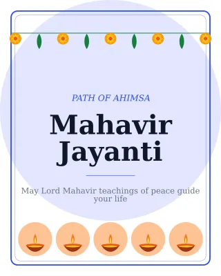 Mahavir Jayanti — editable white holiday template, instagram portrait