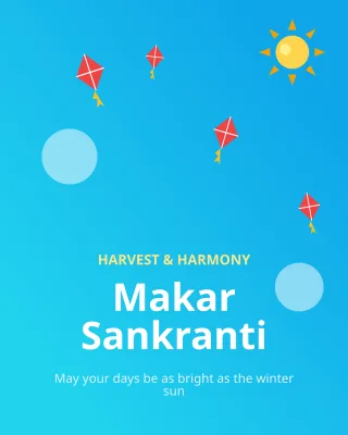 Makar Sankranti — editable blue holiday template, instagram portrait