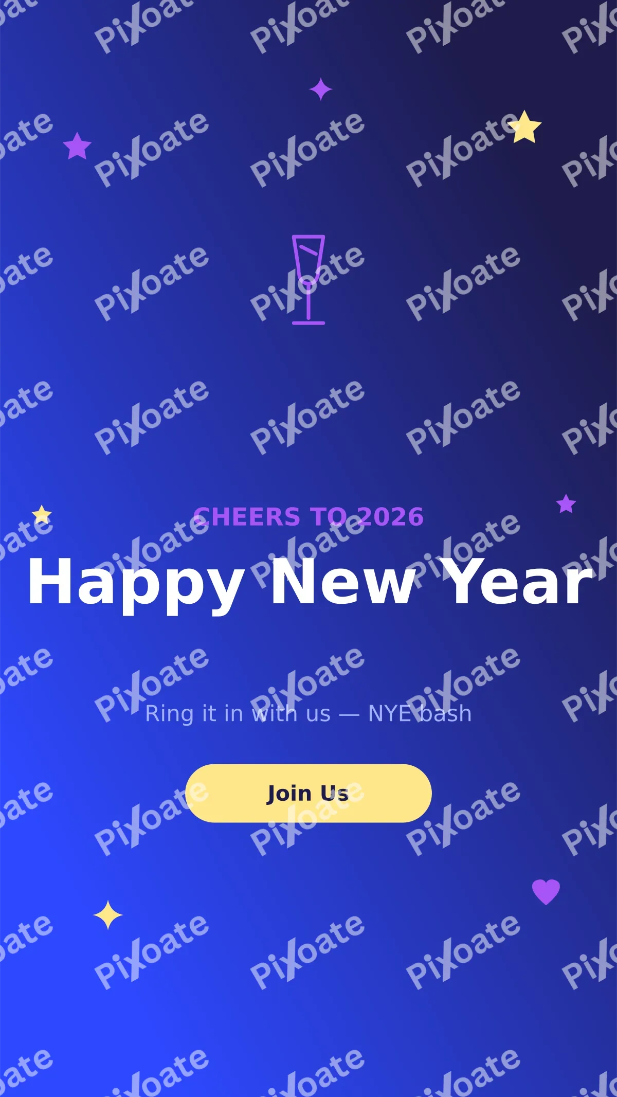 New Year Party — editable blue holiday template, story / reel