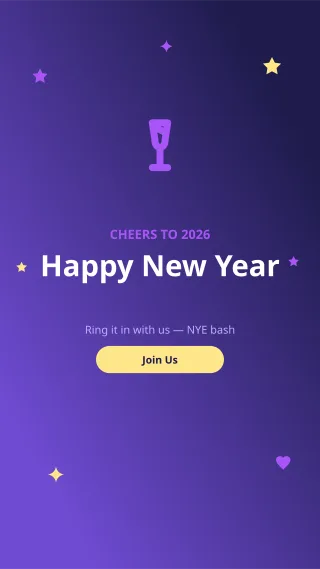 New Year Party — editable blue holiday template, story / reel
