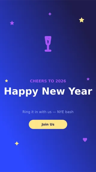 New Year Party — editable blue holiday template, story / reel