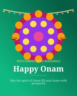 Onam Festival — editable green holiday template, instagram portrait