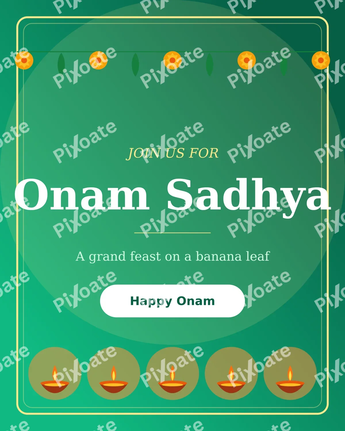 Onam Sadhya Invite Onam Sadhya Invite — editable green holiday template, instagram portrait