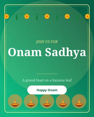 Onam Sadhya Invite — editable green holiday template, instagram portrait