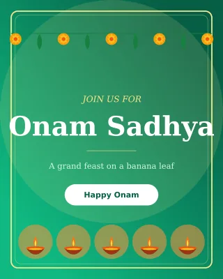 Onam Sadhya Invite — editable green holiday template, instagram portrait