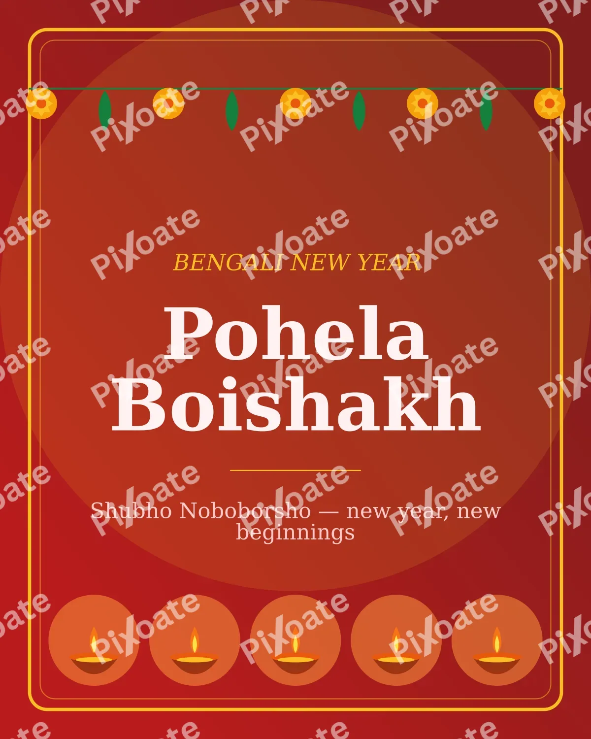 Pohela Boishakh Pohela Boishakh — editable red holiday template, instagram portrait