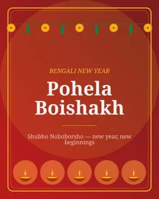 Pohela Boishakh — editable red holiday template, instagram portrait