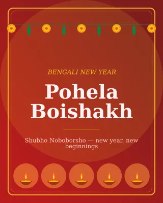 Pohela Boishakh — editable red holiday template, instagram portrait