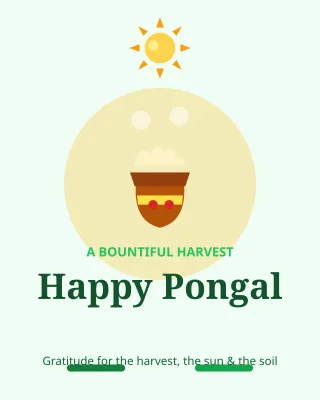 Pongal Harvest — editable white holiday template, instagram portrait