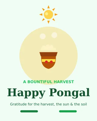 Pongal Harvest — editable white holiday template, instagram portrait