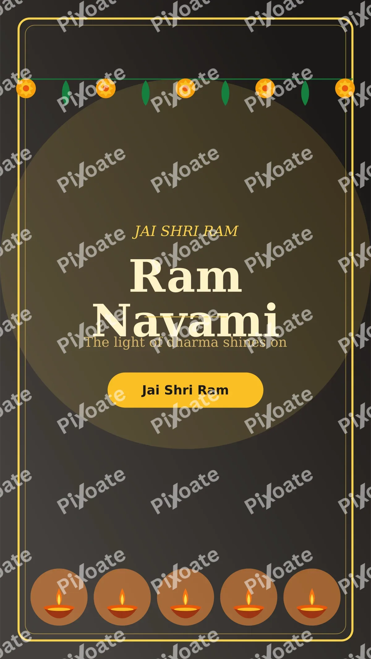 Ram Navami Story — editable black holiday template, story / reel