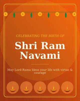 Ram Navami — editable brown holiday template, instagram portrait