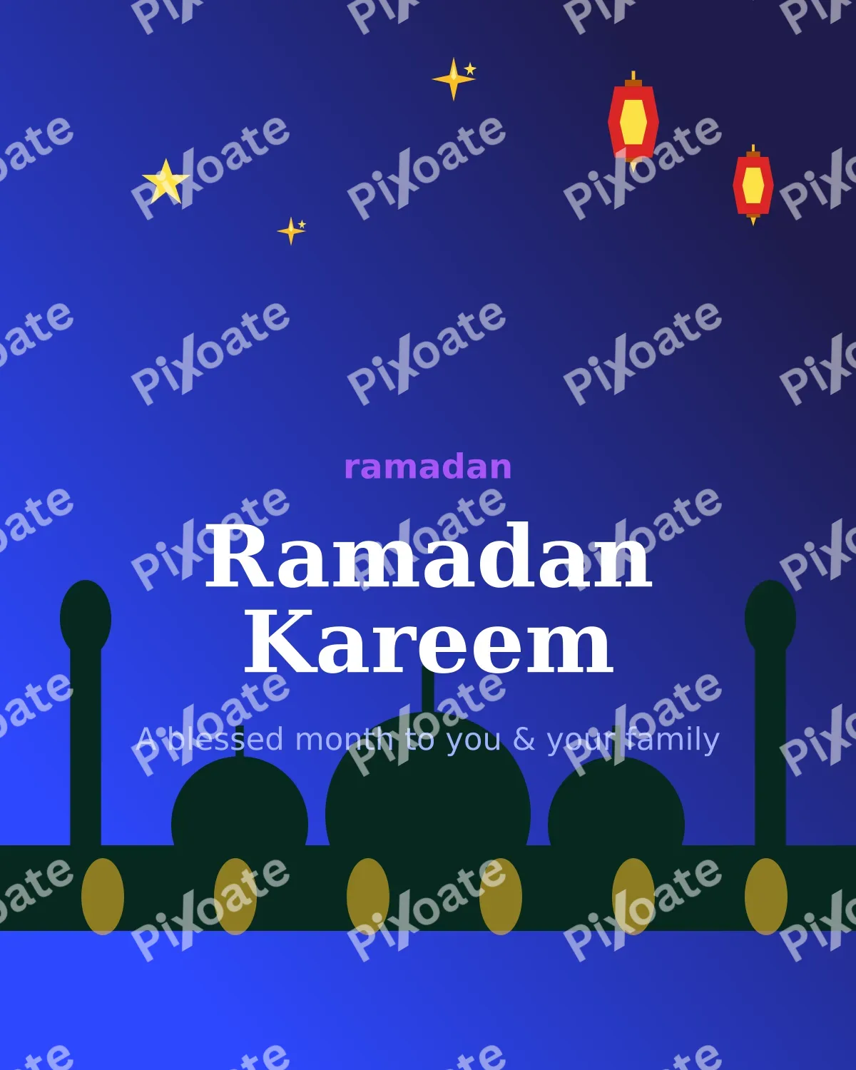 Ramadan Kareem — editable blue holiday template, instagram portrait