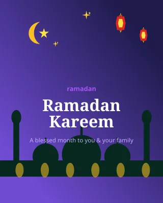 Ramadan Kareem — editable blue holiday template, instagram portrait