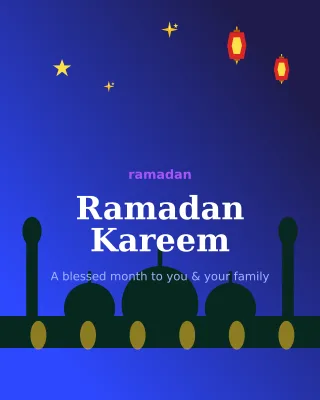 Ramadan Kareem — editable blue holiday template, instagram portrait