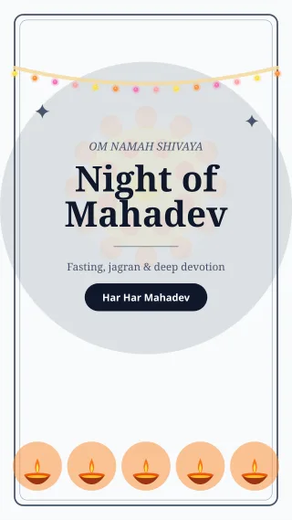 Shivratri Story — editable white holiday template, story / reel