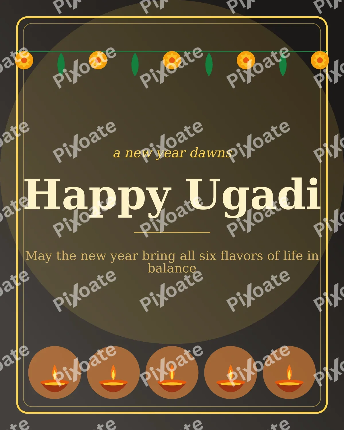 Ugadi New Year Ugadi New Year — editable black holiday template, instagram portrait