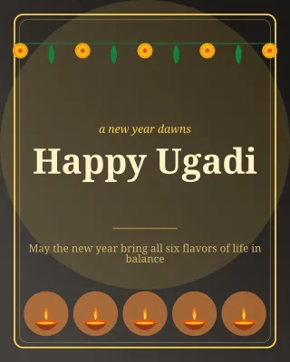 Ugadi New Year — editable black holiday template, instagram portrait