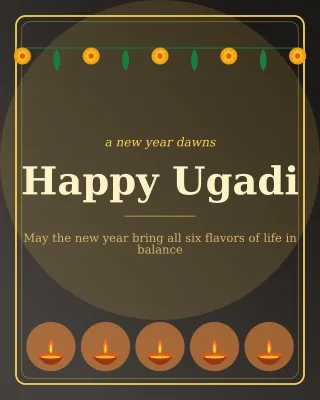 Ugadi New Year — editable black holiday template, instagram portrait