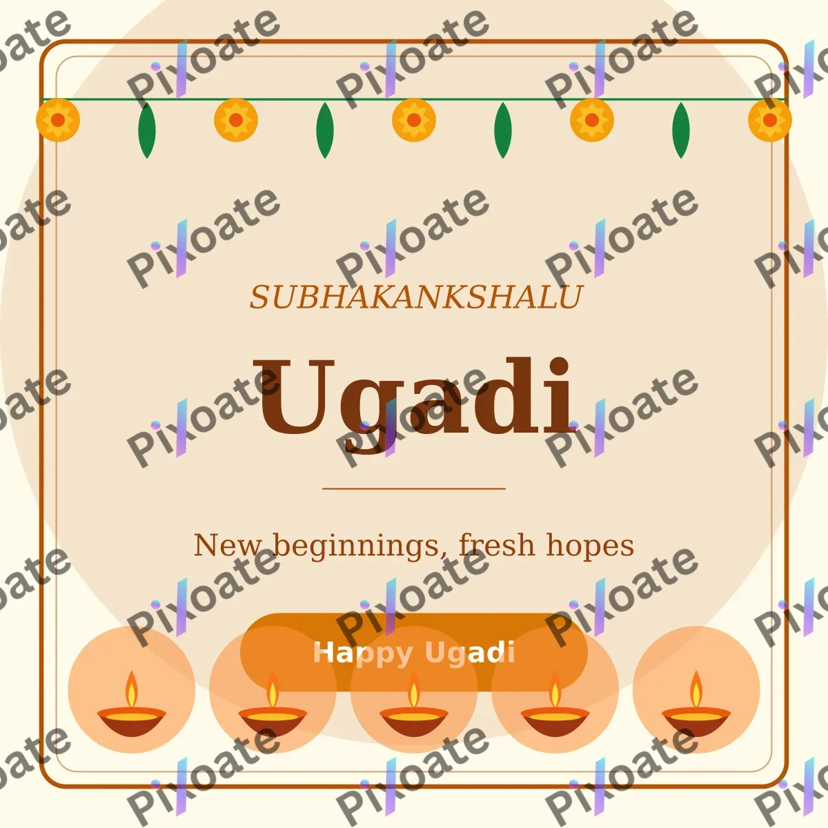 Ugadi Wishes Ugadi Wishes — editable white holiday template, instagram post