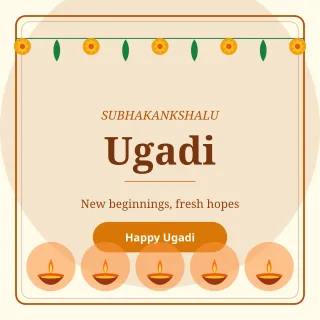 Ugadi Wishes — editable white holiday template, instagram post