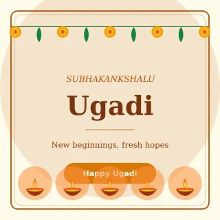 Ugadi Wishes — editable white holiday template, instagram post