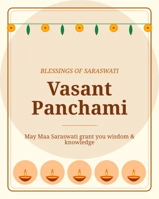 Vasant Panchami — editable white holiday template, instagram portrait