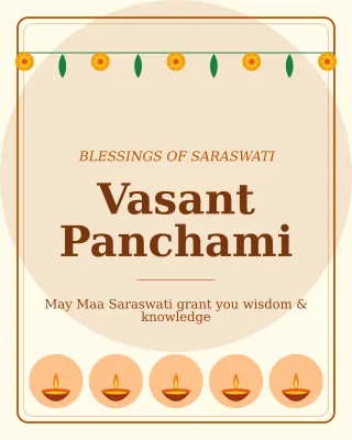 Vasant Panchami — editable white holiday template, instagram portrait