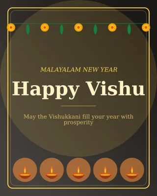 Vishu Kani — editable black holiday template, instagram portrait