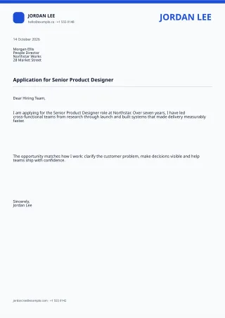 Professional Cover Letter — Clear Blue — editable white professional letter template, a4 print