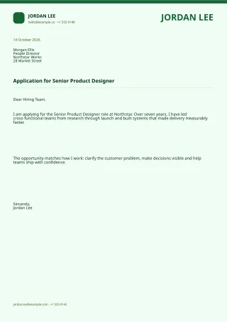 Professional Cover Letter — Sage Office — editable white professional letter template, a4 print